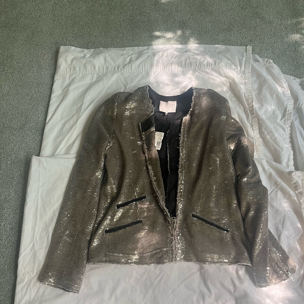 Iro Yulli Gold/Silver metallic and leather New with Tags Moto Jacket